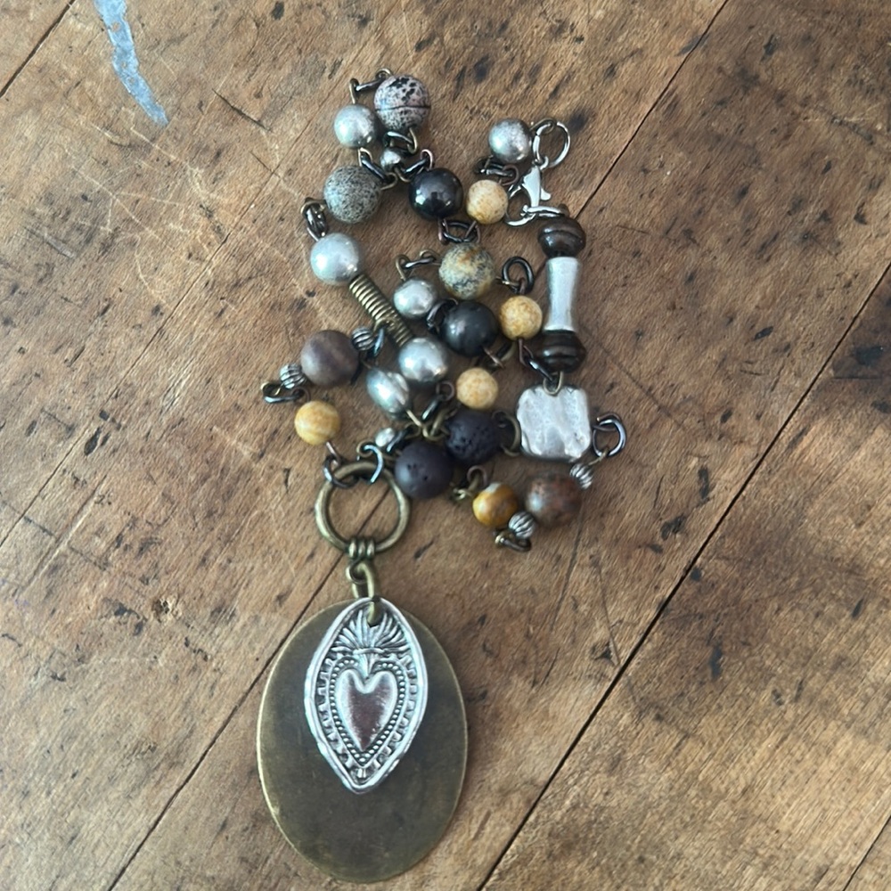 Sacred heart necklace and earrings set